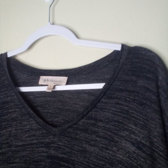 Philosophy Shirt L Women Lot o 2 3/4 Sleeve Soft Stretch Green Black - Picture 3 of 16